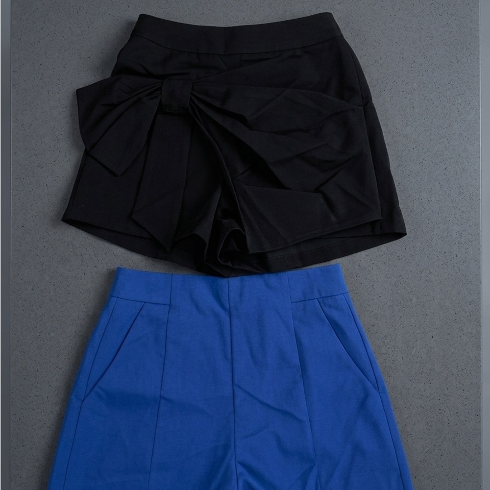 Black and Blue High-Waisted Shorts Set